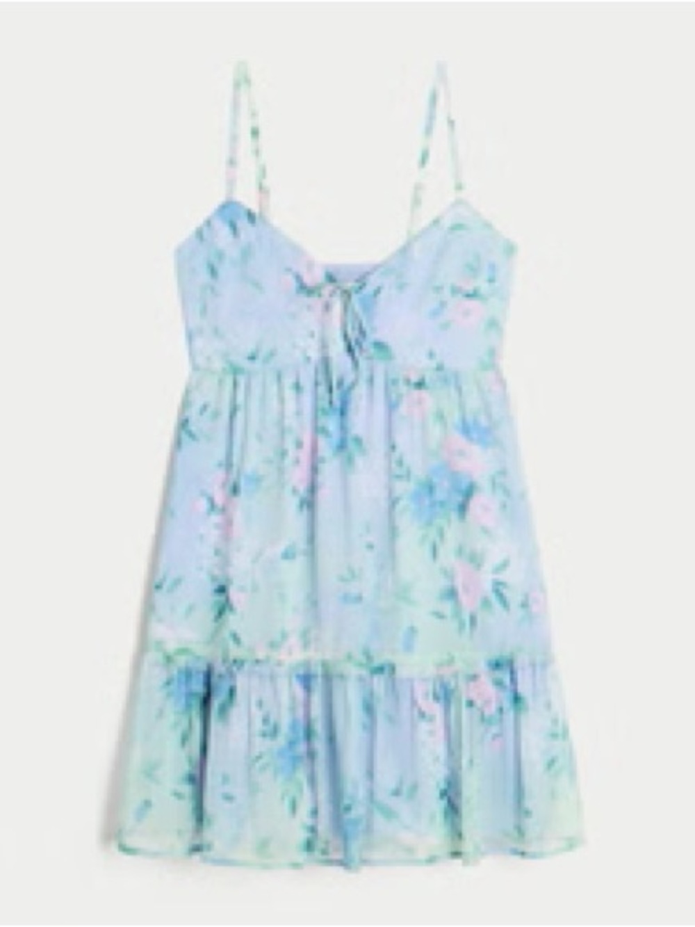 Hollister Babydoll Mini Dress Light Blue Floral Size Large NWT